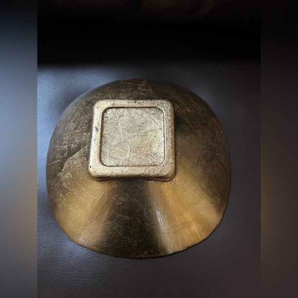 Pier 1 Decorative Glass Bowl Abstract Design in Dark Red and Gold - Picture 5 of 12